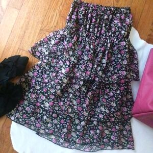 Gold Drama • Women's Strapless Floral Layered Blouse Top